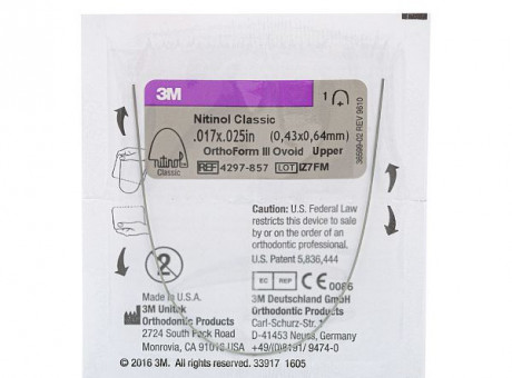 Дуга нитиноловая Unitek Classic .016x.022 ВЧ  ФIII 3М
